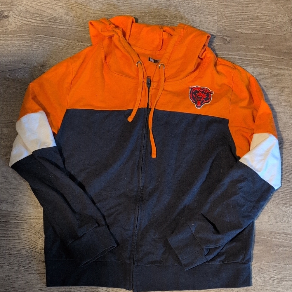 NFL Women's Orange and Navy Hoodie Sweater